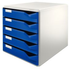 Leitz 5280 Schubladenset Post-Set - A4/C4, 5 halboffene Schubladen, lichtgrau/blau