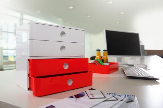 HAN SMART-BOX ALLISON – kompakte Design-Schubladenbox mit 2 Schubladen, hochglänzend und in Premium-Qualität, granite grey, 1120-19