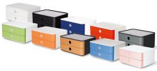 HAN SMART-BOX ALLISON – kompakte Design-Schubladenbox mit 2 Schubladen, hochglänzend und in Premium-Qualität, caramel brown, 1120-83