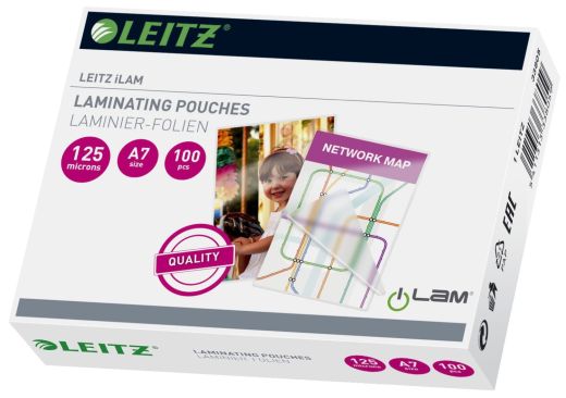 Leitz 33805 Folientasche - A7, glänzend, 125 mym, 100 Stück