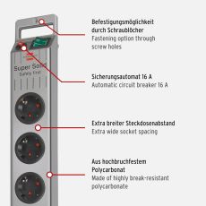 Brennenstuhl 1153340115 Super-Solid-Line Steckdosenleiste 5-fach silber 2,5m H05VV-F 3G1,5