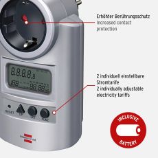 Brennenstuhl 1506600 Primera-Line Energiemessgerät PM 231 E (Strommessgerät/Stromzähler Steckdose mit erhöhtem Berührungsschutz, Energiekostengerät mit 2 individuell einstellbaren Stromtarifen)