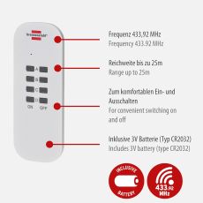 Brennenstuhl 1507050 Funkschalt-Set RC CE1 4001, 4er Funksteckdosen Set (Innenbereich, mit Handsender und erhöhtem Berührungsschutz) Weiß