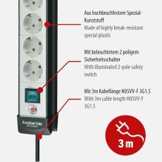 Brennenstuhl 1951500100 Steckdosenleiste Premium-Line, 10-fach