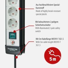 Brennenstuhl 1951540101 Steckdosenleiste Premium-Line, 4-fach