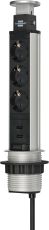 Brennenstuhl 1396200013 Tower Power USB-Charger Tischsteckdosenleiste 3-fach mit 2 USB Ladebuchsen 2m H05VV-F 3G1,5, in Tischplatte versenkbar