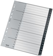 Leitz 1211 Ordnerregister Recycle - 1-20, A4 extra breit, PP, 20 Blatt, schwarz