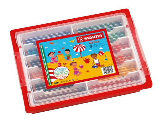 Dreikant-Buntstift - STABILO Trio dick - 96er Box - mit 12 verschiedenen Farben