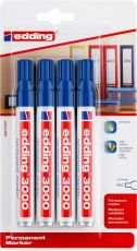 Permanentmarker edding 3000, nachfüllbar, 1,5 - 3 mm, blau, Blisterk.m. 4 St