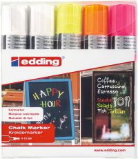 Kreidemarker edding 4090, 4 - 15 mm, 2x weiß, neongelb, neonorange und neonpink