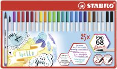 Premium-Filzstift mit Pinselspitze für variable Strichstärken - STABILO Pen 68 brush - 25er Metalletui - mit 19 verschiedenen Farben