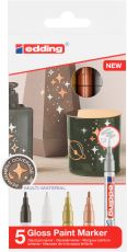Glanzlackmarker 751 metallic, 1 - 2 mm, 5er Set sortiert