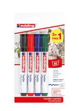 Textilmarker edding 4500 creative BTS (3+1), Rundspitze, 2-3 mm, sortiert