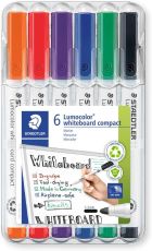 STAEDTLER Lumocolor Whiteboard Marker, 6er Etui 341 WP6 (Universalspitze für variable Strichbreiten (ca. 1 - 2 mm), trocken und rückstandsfrei abwischbar, schnelltrocknend, hohe Qualität, ideal für Memoboards)