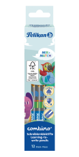 Pelikan Schreiblernbleistift combino® für Rechts- und Linkshänder, Blau, dreieckig - 12er Pack