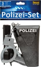 Idena 8040007 - Polizei Set, Pistole, Halfter und Handschellen, Spielset, Mottoparty, Karneval