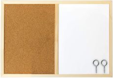 Idena 568016 – Pinnwand/Whiteboard mit Holzrahmen, inklusive 2 Schrauben, zur Wandmontage geeignet, ca. 40 x 60 cm groß, ideal als Dekoration und für den Arbeitsplatz