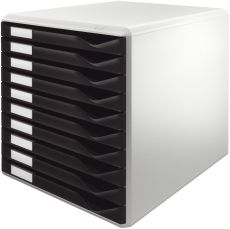 Leitz 5281 Schubladenset Formular-Set - A4/C4, 10 geschlossene Schubladen, lichtgrau/schwarz