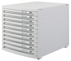 HAN Schubladenbox CONTUR – modernes und modular erweiterbares Schubladensystem, mit 10 geschlossenen Schubladen bis Format DIN B4, lichtgrau, 1510-11