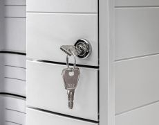 HAN Schubladenbox IMPULS – modernes Gehäusedesign für Papierformate DIN A4/C4. Mit 3 geschlossenen Schubladen und Schloss, inkl. Einsatz, lichtgrau, 1018-11
