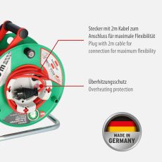 Brennenstuhl 1183530100 Garant G Bretec IP44 Gartenkabeltrommel (Kabeltrommel für Rasenmäher mit 38+2m Kabel in rot, Spezialkunststoff, kurzfristiger Einsatz im Außenbereich, Made in Germany)