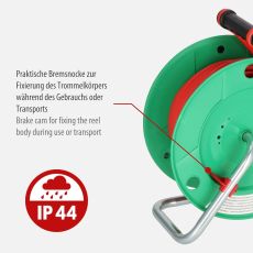 Brennenstuhl 1183530100 Garant G Bretec IP44 Gartenkabeltrommel (Kabeltrommel für Rasenmäher mit 38+2m Kabel in rot, Spezialkunststoff, kurzfristiger Einsatz im Außenbereich, Made in Germany)