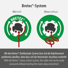Brennenstuhl 1183530100 Garant G Bretec IP44 Gartenkabeltrommel (Kabeltrommel für Rasenmäher mit 38+2m Kabel in rot, Spezialkunststoff, kurzfristiger Einsatz im Außenbereich, Made in Germany)