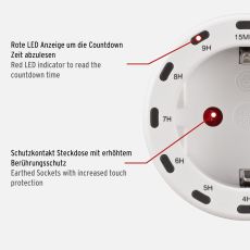 Brennenstuhl 1506130 Countdown Timer-Steckdose für die Verwendung im Innenbereich (Schaltsteckdose mit integrierter LED Anzeige, Countdown in 12 Stufen einstellbar, mit erhöhtem Berührungsschutz)