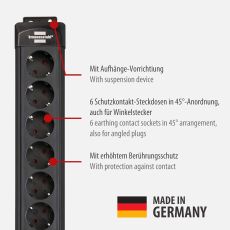 Brennenstuhl 1951160400 Überspannungsschutz-Steckdosenleiste, 6-fach