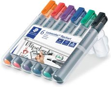 STAEDTLER Flipchart Marker Lumocolor, Rundspitze ca. 2 mm Linienbreite, lange Lebensdauer, nachfüllbar, farbintensiv, geruchsarm, hohe Qualität Made in Germany, Set mit 6 Farben, 356 WP6