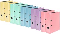 Original Falken 10er Pack PastellColor-Ordner. Made in Germany. 8 cm breit DIN A4 Pastell-Farbe farbig sortiert Ringordner Aktenordner Briefordner Büroordner Plastikordner Motivordner