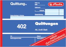 Herlitz Quittungsblock 402, selbstdurchschreibend, A6 quer, 2 x 40 Blatt (5 Stück)