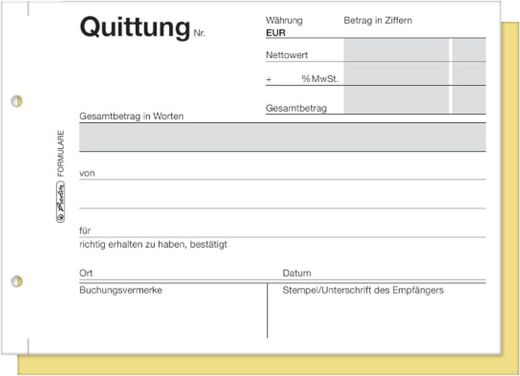 Herlitz Quittungsblock 402, selbstdurchschreibend, A6 quer, 2 x 40 Blatt (5 Stück)
