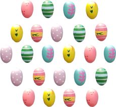 Papiertiger 24 Holzeier zum Hängen | Pastell, Small (2cm) - mit Kordel | Natürliche Osterdekoration mit stilvollem Charme