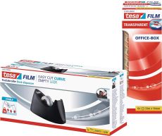 tesa Easy Cut Tischabroller CURVE - rutschfest, einfache Handhabung, sauberer Schnitt - mit 8 Rollen tesafilm transparent 33m:19mm