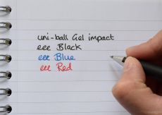 uni-ball 153529073 UM-153S Signo Impact Gelschreiber mit gummiertem Griff, Gel Super-Tinte, fälschungssicher, 1 mm breite Spitze, 3 Stück schwarz