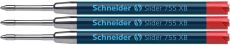 Schneider 77346 Slider 755 Kugelschreibermine (ViscoGlide-Technologie, Strichbreite XB) 3er Blisterkarte, rot