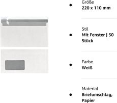 Herlitz Briefumschläge DIN lang haftklebend (mit Fenster | 50 Stück)
