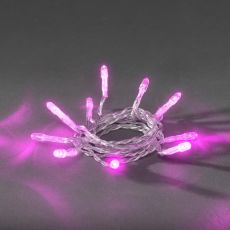 Konstsmide 1407-343 LED Lichterkette, 10 pinke Dioden, batteriebetrieben, transparentes Kabel, 2 x AA 1.5V (exkl.)