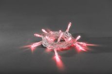Konstsmide 1470-553 50er LED Lichterkette mit 6h Timer - rote Dioden -batteriebetrieben - Innen - transparentes Kabel