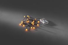 Konstsmide 1491-007 LED Globelichterkette, runde Dioden, 6h Timer, 20 gelbe Dioden, batteriebetrieben, Innen,