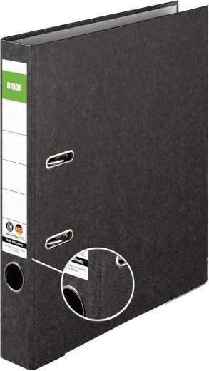 Original DINOR Ordner-Wolkenmarmor-Recycling - Made in Germany. 25er Pack 5 cm breit DIN A4 schwarz Aktenordner Briefordner Büroordner Pappordner Schlitzordner Grüner Balken