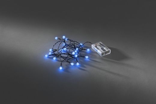 Konstsmide 1491-407 20er LED Globelichterkette mit blauen Dioden für den Innenbereich - 6h Timer, Batteriebetrieb