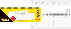 Idena 11160 - Tischkalender 2025 quer im Format 29,8 x 10,5 cm, pro Woche 2 Seiten, Schreibtischkalender mit Jahresübersicht und Spiralbindung