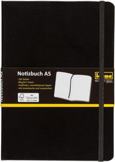 Idena 209284 Notizbuch 80g/m² liniert schwarz DIN A5 192 Seiten