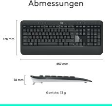 Logitech MK540 Advanced Kabellose Tastatur und Maus Combo für Windows, 2,4 GHz Unifying USB-Empfänger, Sondertasten, 3 Jahre Batterielaufzeit, Für PC, Laptop, QWERTZ-Layout - Schwarz
