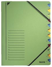 Leitz 3912 Ordnungsmappe - 12 Fächer, A4, Pendarec-Karton (RC), 430 g/qm, grün