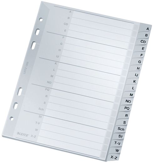 Leitz 1265 Register - A - Z, PP, A5 Überbreite, 165 x 210 mm, 20 Blatt, grau