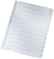 Leitz 4325 Zahlenregister - 1-12, A4, Karton, 12 Blatt, grau