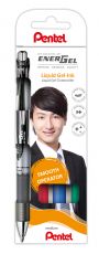 Pentel Liquid Gel-Tintenroller EnerGel BL77, Druckmechanik, nachfüllbar, 0,35mm, sortiert Set mit 4 Schreibfarben
